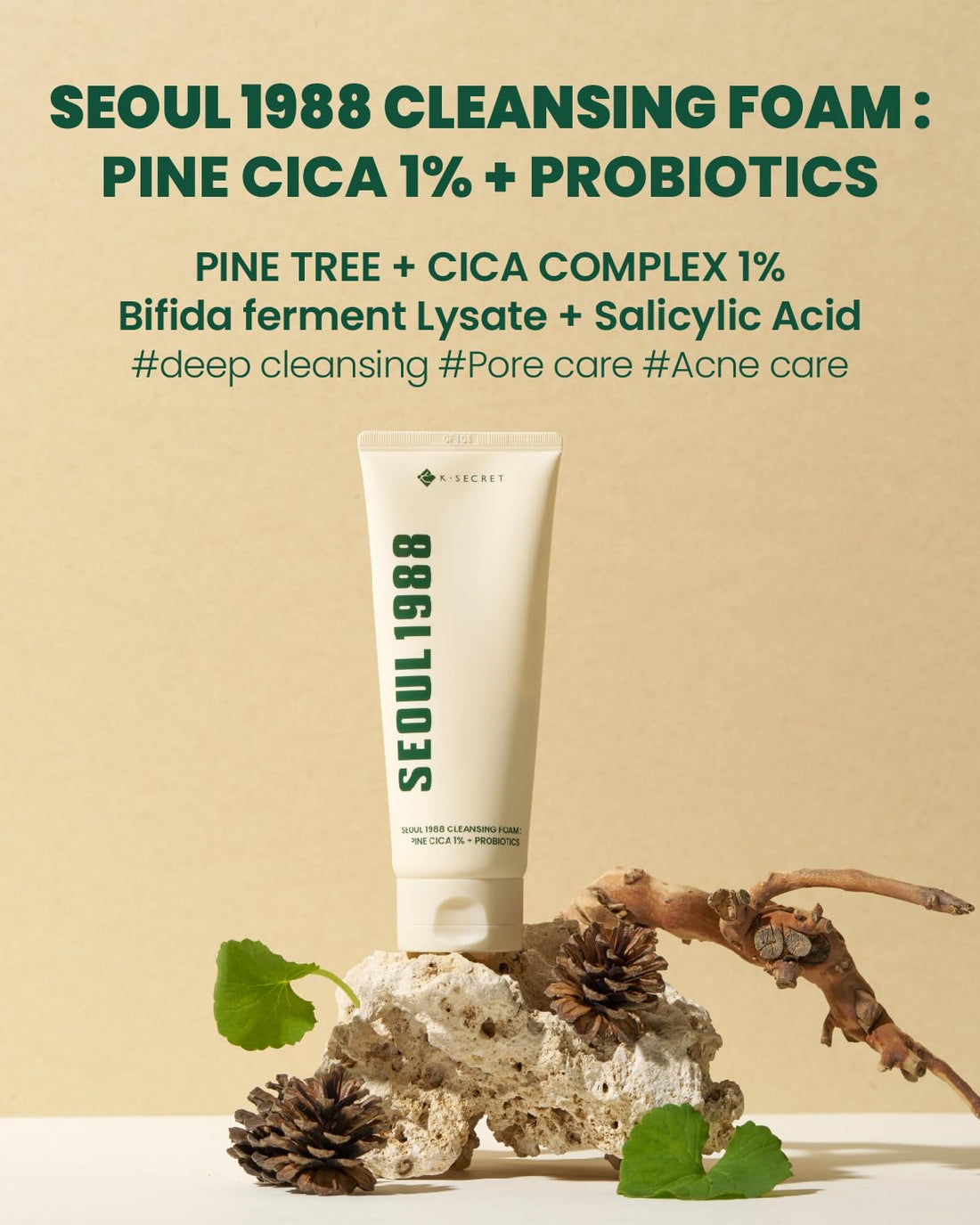 Cleansing Foam: Pine Cica 1% + Probiotics  [150ml]
